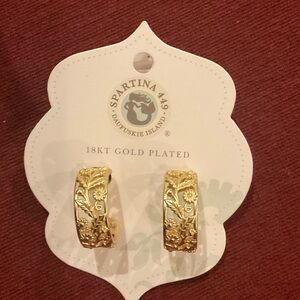 Spartina 449 18KT Gold Plated Vine Hoop Earrings